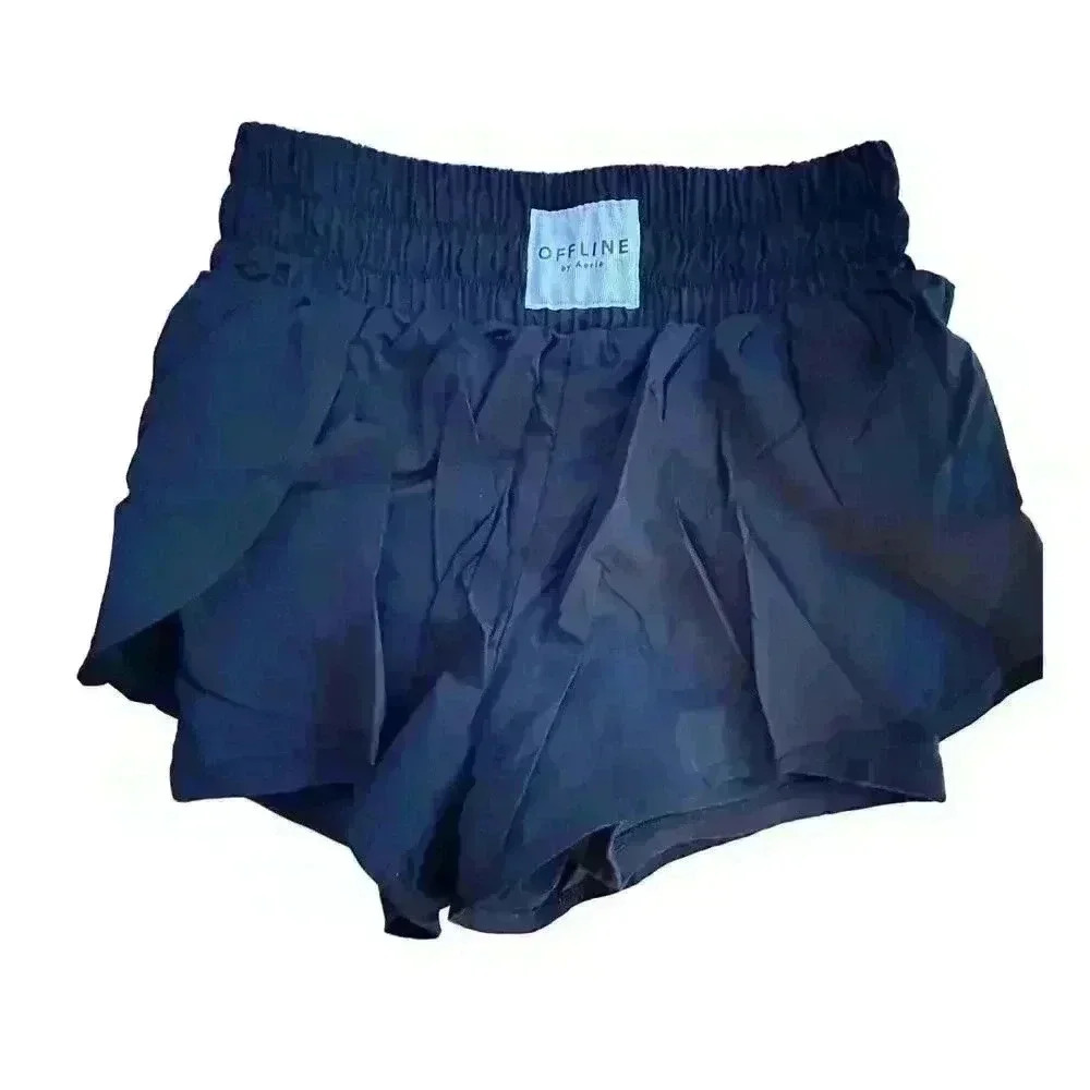 Athletic Athleisure Gym Running Shorts in Black Size XS